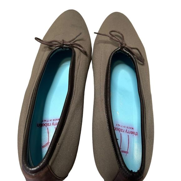 Thierry Rabotin Low Block Heel‎ Pumps Olive Green Bow Sz EU 41/ US 10.5 READ - Picture 3 of 12